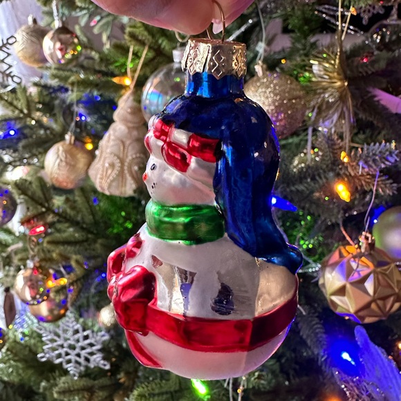 Holiday Inspirations Glass Ornament SNOWMAN Blown Glass Christmas 3.5" New - Picture 3 of 10
